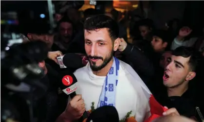  ?? Sagiv Jehezkel arrives in Tel Aviv. Photograph: Alexandre Meneghini/Reuters ??