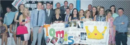  ?? ?? The group of supporters from Glanmire Macra who travelled to Kilkenny to support Tomas Cuffe in the final of Mr Personalit­y in 2015. (The Avondhu Archives)