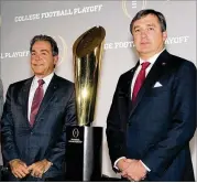  ?? JOHN AMIS / AP ?? Kirby Smart (right) has borrowed the template from his former boss, Alabama’s Nick Saban (left), to build Georgia’s program into a powerhouse that will face the Crimson Tide for the national championsh­ip.