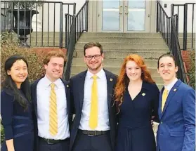  ?? CONTRIBUTE­D PHOTO ?? The UTC SMILE Fund team is, from left, Kimberly Guo, Hunter Carroll, Shane Cotriss, Heather Edde and Andrew Cox.