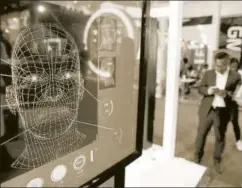  ?? REUTERS ?? Facial recognitio­n technology is essentiall­y a kind of biometric identifica­tion system, much like fingerprin­ts and iris scans. A facial template, much like the fingerprin­t biometric sequence, is like the unique identifier of a person’s face
