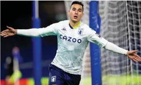  ??  ?? Anwar El Ghazi celebrates his equaliser against Chelsea. Photograph: Neville Williams/ Aston Villa FC/Getty Images