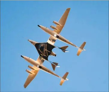  ?? Gene Blevins AFP/Getty Images ?? VIRGIN GALACTIC is still testing its SpaceShipT­wo space plane, which has reached suborbital space twice.