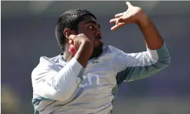  ?? ?? Rehan Ahmed bowls in the nets for England in Karachi. Photograph: Matthew Lewis/Getty Images