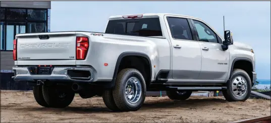  ?? Chevrolet ?? For 2024, the 6.6-liter, V-8 turbo-diesel produces 470 horsepower and 975 pound-feet of torque, an increase from the previous 445/910 rating. Maximum towing capacities are 22,500 pounds for the Silverado HD 2500, and 36,000 pounds for the 3500.