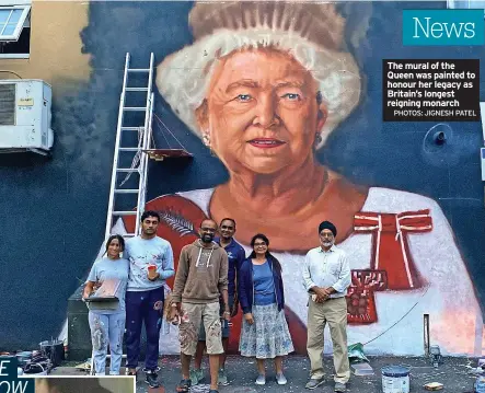  ?? PHOTOS: JIGNESH PATEL ?? The mural of the Queen was painted to honour her legacy as Britain’s longest reigning monarch