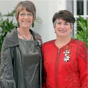  ?? PHOTO: KEVIN STENT/FAIRFAX NZ ?? Two of Wellington’s former mayors, Celia Wade-Brown, left, and Fran Wilde, are honoured at yesterday’s Government House investitur­es.