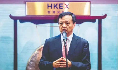  ?? ISAAC LAWRENCE / AFP VIA GETTY IMAGES FILES ?? The Hong Kong Stock Exchange's outgoing chief executive officer Charles Li is credited with linking the exchange closer to the mainland and helping open doors for foreign investors. His forthright style is believed to have clashed with chairman Laura Cha.