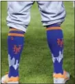  ?? THE ASSOCIATED PRESS ?? Mets center fielder Juan Lagares’ socks are shown before the start of a game.
