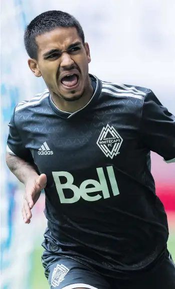  ?? DARRYL DYCK/THE CANADIAN PRESS ?? The Whitecaps’ Cristian Techera provided some sorely needed offence Saturday as he scored three times in a 3-3 draw with the New England Revolution at B.C. Place.