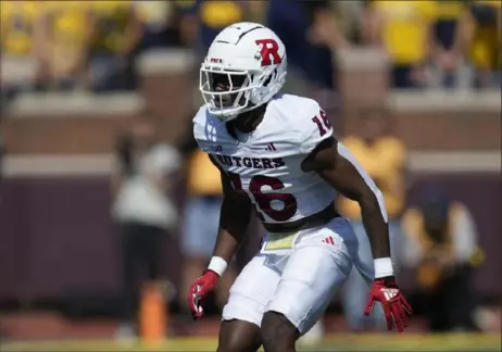  ?? Associated Press ?? Rutgers defensive back Max Melton plays against Michigan in the first half of a game in Ann Arbor, Mich. on Sept. 23, 2023. Melton was on a pre-draft visit with the Steelers on Monday.