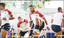  ??  ?? England rugby player Manu Tuilagi trains at Beppu, Japan on Oct 15. England will play Australia in the quarter-finals of the Rugby World Cup on
Oct 19. (AP)