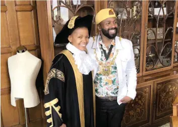  ??  ?? TELLING STORIES: Film-maker Obakeng Malope with Sheffield’s mayor Magid Magid. Malope wants to encourage young film and documentar­y producers to keep networking and have their films produced.
