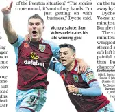  ??  ?? Victory salute: Sam Vokes celebrates his late winning goal