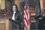  ?? MICHIGAN OFFICE OF THE GOVERNOR ?? Michigan Gov. Gretchen Whitmer addresses the state during a speech in Lansing, Mich.