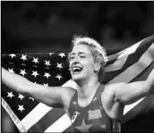  ?? Associated Press ?? MEDAL WINNER
In this 2016 file photo, United States’ Helen Louise Maroulis celebrates after winning the gold medal during the women’s 53-kg freestyle wrestling competitio­n at the 2016 Summer Olympics in Rio de Janeiro.