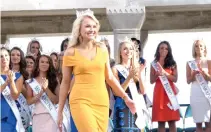  ??  ?? Miss America, Savvy Shields, during a welcoming ceremony in Atlantic City N.J. (AP)