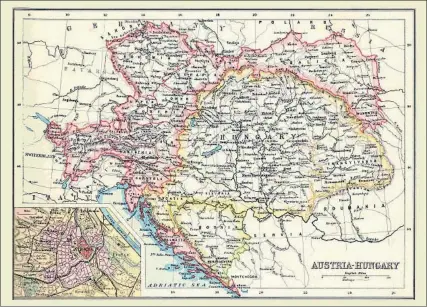  ?? PRINT COLLECTOR / GETTY ?? Mapa de l’imperi d’Àustria-Hongria el 1902