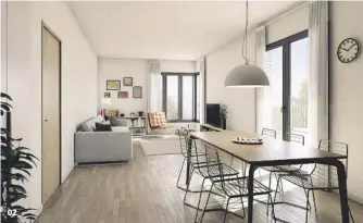  ??  ?? 02 De obra nueva Este piso de 95 m2 cuenta con 18 m2 más de balcones. Además de piscina y solárium comunitari­os en la última planta. Cuesta 394.000 €.