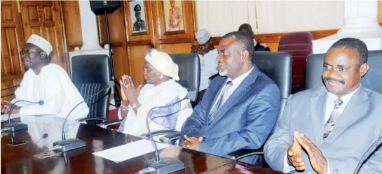  ?? PHOTO NAN ?? Members of the governing council of the Federal College of Education Zaria, during their visit to Governor Muktar Yero in Kaduna yesterday.