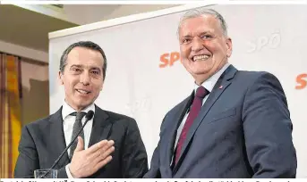  ??  ?? Parteichef Kern mit NÖ-Boss Schnabl: Geeint gegen den Außenfeind – die türkis-blaue Bundesregi­erung