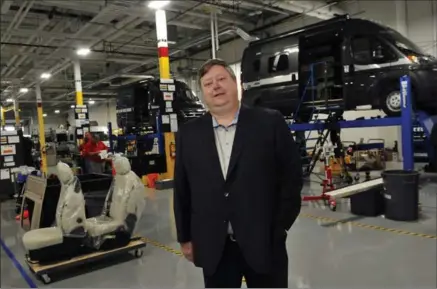  ?? BRENT DAVIS, RECORD STAFF ?? Jim Hammill, president and chief executive officer of Erwin Hymer Group North America, stands in new manufactur­ing facility in Cambridge.