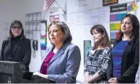  ?? GABRIELA CAMPOS/FOR THE NEW MEXICAN ?? Gov. Susana Martinez on Tuesday blamed legislator­s for leaving the state with a deficit after the autumn special session, telling reporters that ‘difficult decisions were avoided during an election year.’