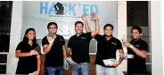  ??  ?? Team ‘Alfred’ celebrates victory at the Mitra Innovation Hackathon