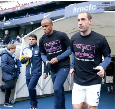  ??  ?? MEMBERS OF MANCHESTER CITY SUPPORTING THE
CAMPAIGN