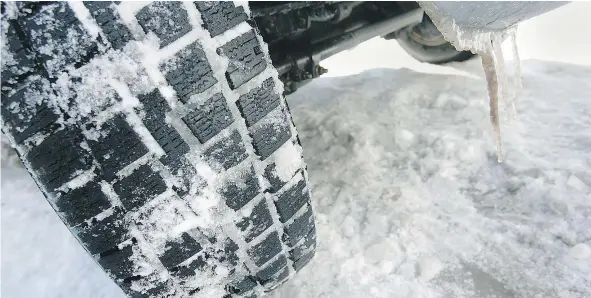  ?? — POSTMEDIA NEWS ?? Tires are the only points of contact to the road a vehicle has and they should be properly inflated with sufficient tread wear for premium handling and braking. Snow tires are best for winter driving.