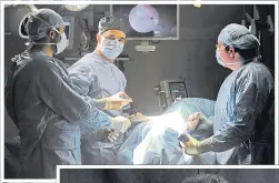  ??  ?? Left: Noel during surgery at his Surrey practice. Below: Filming for Supervet.