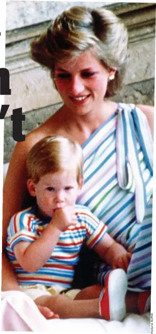  ??  ?? Kindred spirits: Toddler Harry with Diana on holiday in Majorca