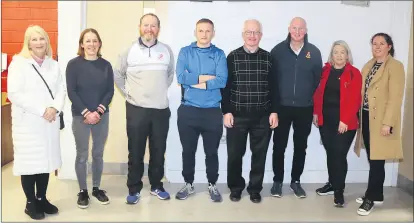  ?? ?? Club committee for 2022, l-r: Helena O’Brien (designated liaison officer), Jo Slattery (treasurer), Ciaran O’Kennedy (club captain), Aidan McNamara (male junior club officer), Paddy Hanley (chairman), Paddy Leonard (PRO), Catherine O’Keeffe (secretary) and Barbara Pigott (vice captain). There were two more additions to the committee recently. Una Fitzgerald has come in as vice chairperso­n and Catherine Rea as female junior club officer. We wish the committee the best of luck for the coming year.