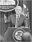  ?? NICHOLAS KAMM, AFP/GETTY IMAGES ?? Attorney General Jeff Sessions on Thursday.