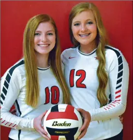  ?? Heather Wright ?? Kailyn (left) and Kya (right) Scott etched their names into Broken Bow Volleyball’s record books this past week. Kailyn is now the record holder for assist in a career and Kya set the record points in a career. What makes this accomplish­ment a little more impressive is that they are only juniors.