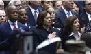  ?? City. Photograph: Peter Foley/UPI/ Shuttersto­ck ?? The New York City mayor, Eric Adams, the vice-president, Kamala Harris, and the New York governor, Kathy Hochul, at the 9/11 commemorat­ion ceremony in New York