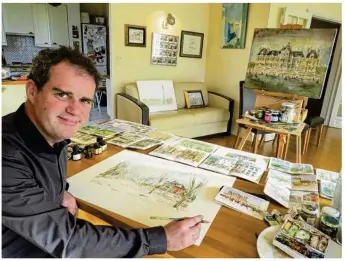  ??  ?? Yves Damin, graphiste et artiste peintre, est installé depuis dix ans à Maisons-laffitte.