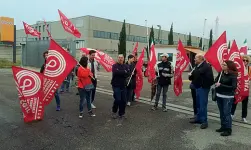  ??  ?? San Giovanni Lupatoto Presidio di sindacalis­ti e lavoratori contro i licenziame­nti alla Fedex