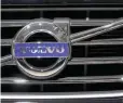  ?? — Reuters ?? A Volvo logo is seen on a car at the Brussels Internatio­nal Auto Show, in this file picture.