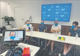  ?? FOTO: MOVISTAR ?? Mas, Valverde, Unzué y Soler en la rueda de prensa de ayer