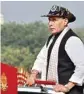  ??  ?? Home Minister Rajnath Singh inspects the parade during the 53rd Anniversar­y Parade of Sashastra Seema Bal in New Delhi