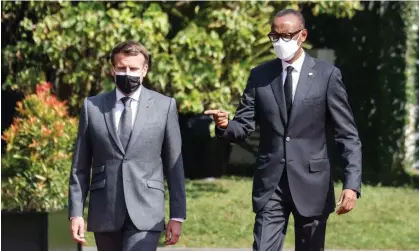  ?? ?? French president Emmanuel Macron, in Kigali, 2021, with, right, Paul Kagame, president of Rwanda. Photograph: Ludovic Marin/AFP/ Getty Images