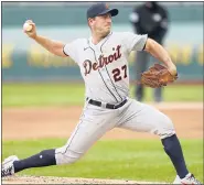  ?? ORLIN WAGNER — THE ASSOCIATED PRESS ?? Detroit Tigers starting pitcher Jordan Zimmermann delivers to a Kansas City Royals batter during Sunday’s road loss.