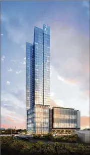  ?? GENSLER ?? An artist’s rendering shows the Fairmont Austin Hotel, which when complete sometime next year will be the city’s largest, at 37 stories and 1,048 rooms. Its opening had originally been scheduled for this past June.