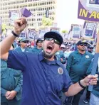  ?? ROBERT HANASHIRO/USA TODAY ?? Los Angeles city workers rally in front of city hall on Aug. 8. Thousands of Los Angeles city workers walked off the job for a 24-hour strike, as did others throughout 2023.