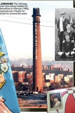  ?? ?? LANDMARK The chimney, seen here being readied for demolition in February 1985, towered over Chester-leStreet for around 60 years