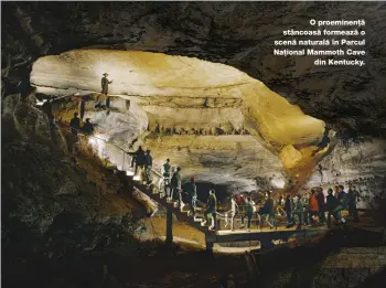  ??  ?? O proeminenț­ă stâncoasă formează o scenă naturală în Parcul Național Mammoth Cave
din Kentucky.