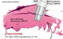  ??  ?? Nars Adelaide Illuminato­r, RM110 STAIN POWER The light-reflecting pigments in this illuminato­r will contour the face in all the right places, and lend your skin an effervesce­nce that’s just right for spring.