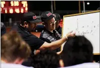  ?? JOSE QUEZADA — HUMSPORT ?? Jason White goes over a play with his Eureka High team during a game at James Logan in 2018.