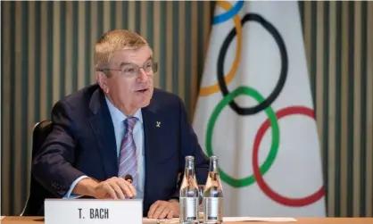  ??  ?? Thomas Bach, the Internatio­nal Olympic Committee’s president. The IOC has left the door open for Russian athletes to compete at Tokyo 2020. Photograph: Fabrice Coffrini/AFP via Getty Images